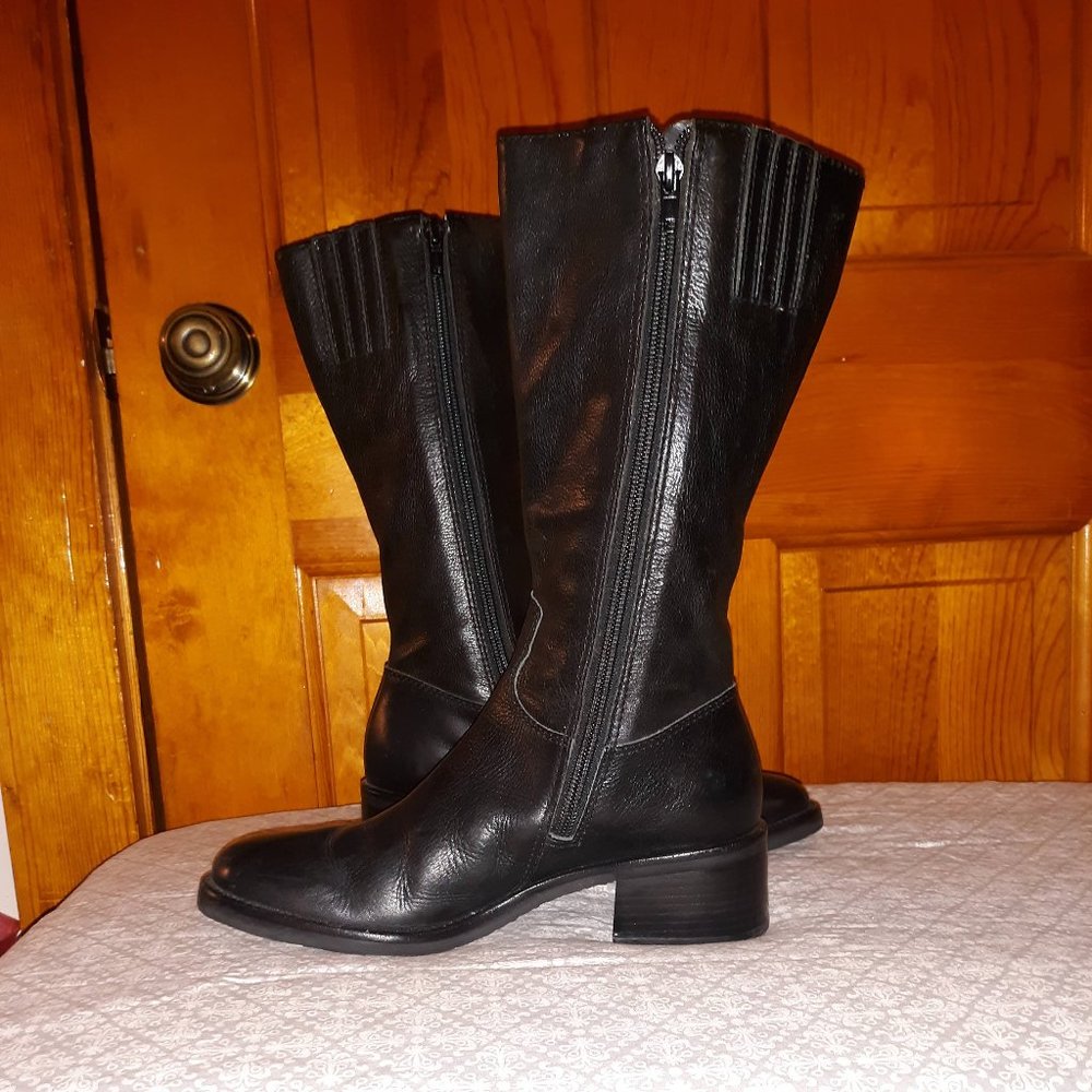Rockport Tall Black Leather Boots Brazil Size 6.5